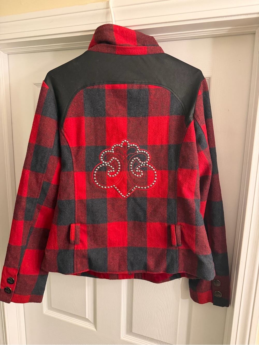 Dereon Red and Black Buffalo Plaid Bomber Jacket